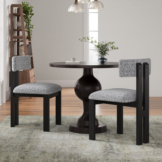 Upholstered Armless Dining Chairs With Metal Legs (Set of 2),Black+White