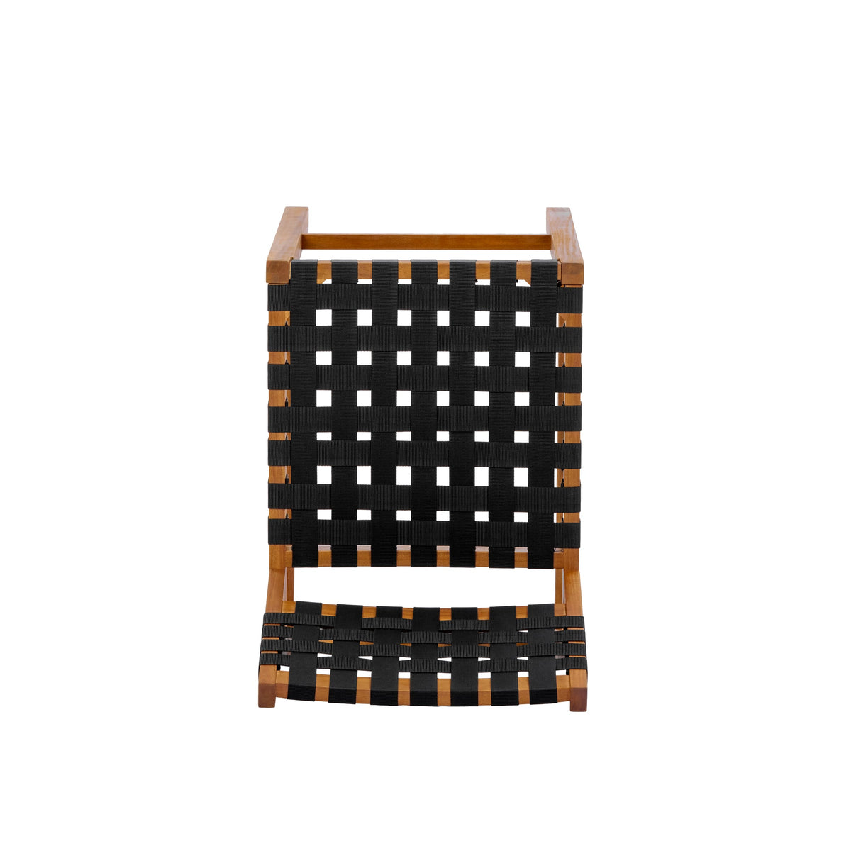 30.5 Inch Seat Height Outdoor Acacia Solid Wood Patio Side Chair, Black Pe Woven Rope, Breathable and Comfortable,Indoor & Outdoor Use,Teak Finish+Black Rope(set of 2)