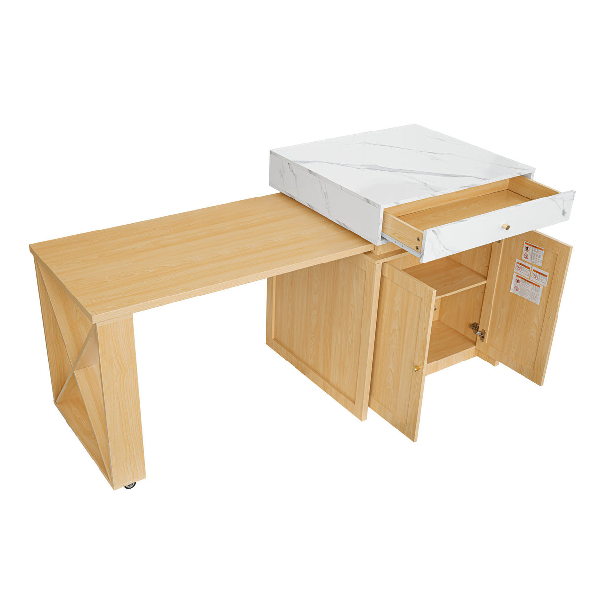 U_STYLE Modern Imitation Marble Counter Height Dining Table for 4, Farmhouse Bar Table with Adjustable Shelf, for Kitchen & Home Bar (Chairs Not Included)