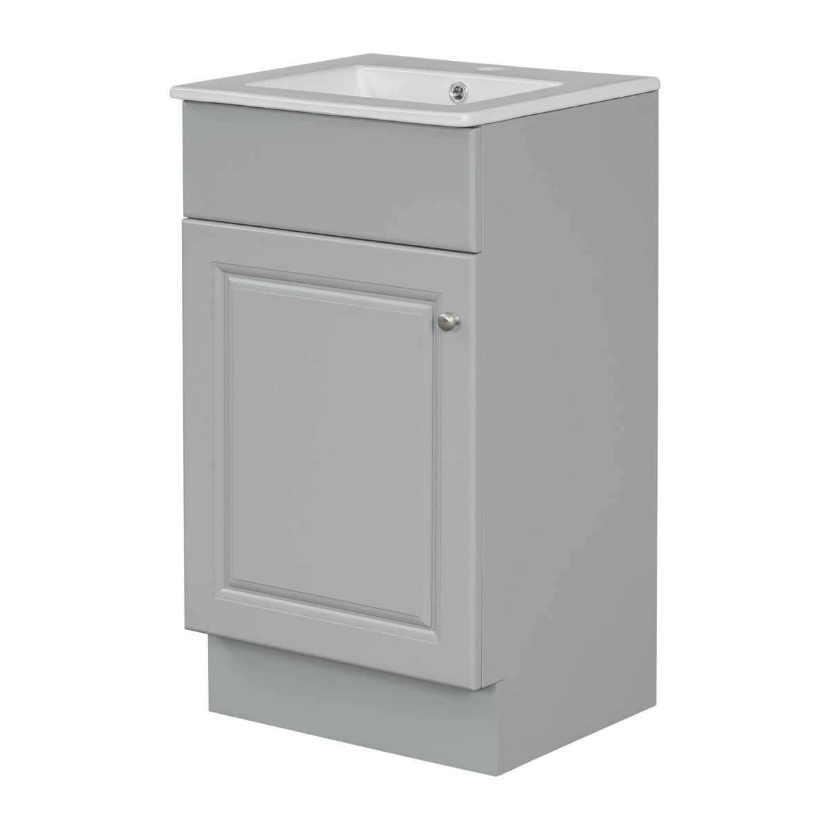 [Video] 18" Bathroom Vanity with Sink, Vanity Cabinet with Door Shelf and Adjustable Shelf, Grey