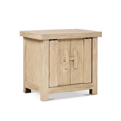 Rowan 26" Reclaimed Elm Wood 2-Door Cabinet, Light Natural Brown
