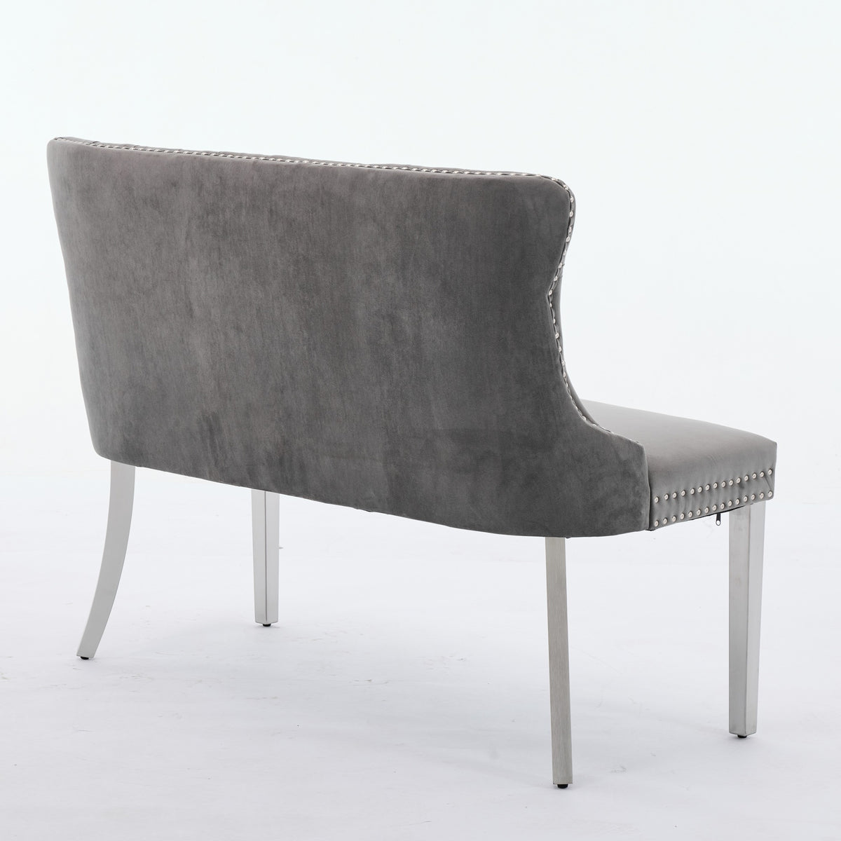 Velvet Double Dining Loveseat Bench, Kitchen & Dining Seating, 2-Seat Tufted Bench w/Handmade Buttons, Wing Back