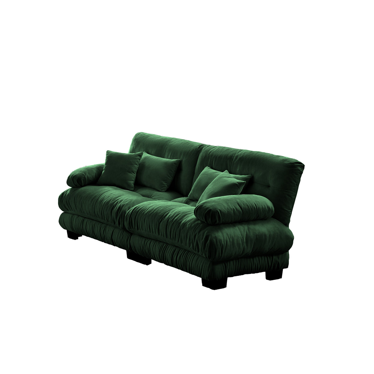 Cloud Couch 2 Seater Sofa, Chenille 2 - Seat sofa with 2 Lumbar pillows and 2 throw pillows, Chenille Green