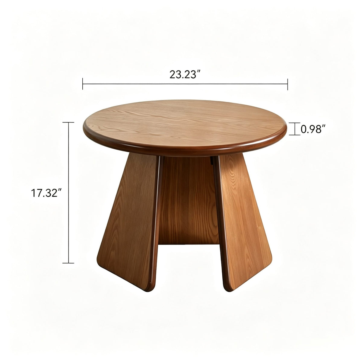 23.23' Round Side Table, Small Wood Coffee Table with Three Slanted Legs, Modern Minimalist Accent Table for Living Room, Bedroom and Balcony