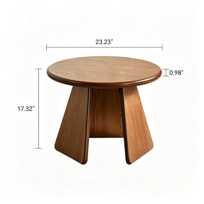 23.23' Round Side Table, Small Wood Coffee Table with Three Slanted Legs, Modern Minimalist Accent Table for Living Room, Bedroom and Balcony