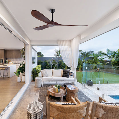 72 Inch Ceiling Fan with 3 Solid Wood Blades, Reversible Quiet DC Motor, Remote Control, Modern Farmhouse Ceiling Fan for Large Living Room Villa Indoor