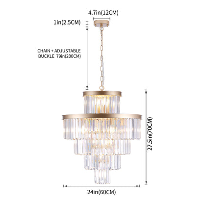 Golden Luxury Crystal Chandelier Modern Chandeliers Lights Fixture Hanging Pendant Light Fixture for Dining Room Bedroom Living Room Dia
