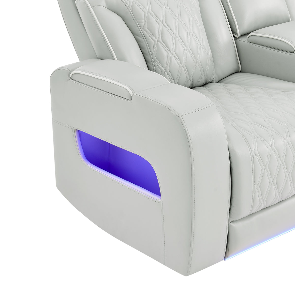 JULIAN SILVER PWR CON REC LOVESEAT WITH PHR, LED & SPEAKER