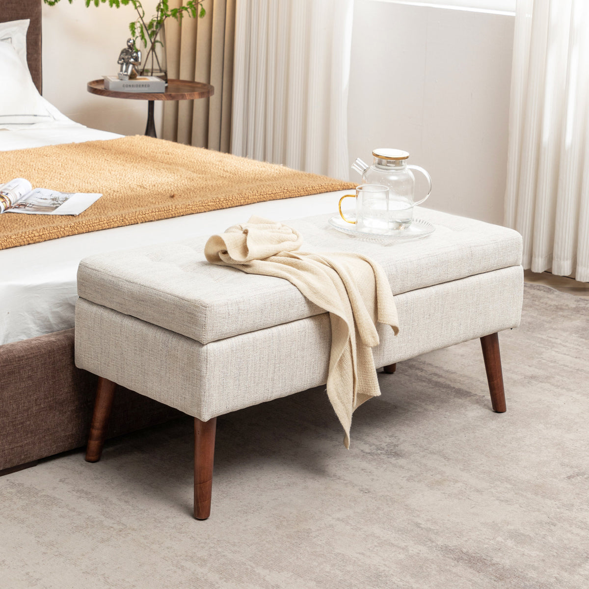 Storage Bench with Storage Bench for Bedroom End of Bed Bench Foot of Bed Bench Entryway Bench Storage Ottoman Bench 43.7" W x 18.1" D Off