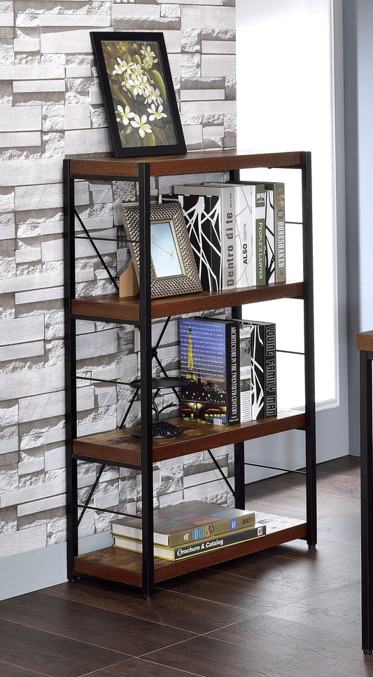 Bob Weathered Oak & Black Finish Bookshelf