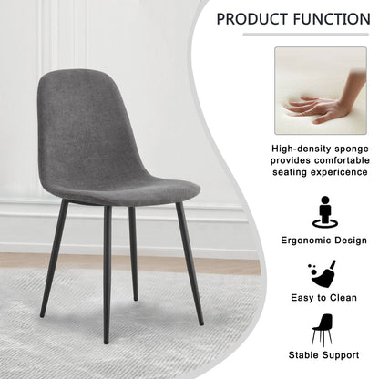 Comfortable Linen-Cotton Dining Chair Set - Six Pieces in Dark Gray.Integrated Seat and Backrest,Linen-Cotton Material,Modern Home Matching.W1151124300