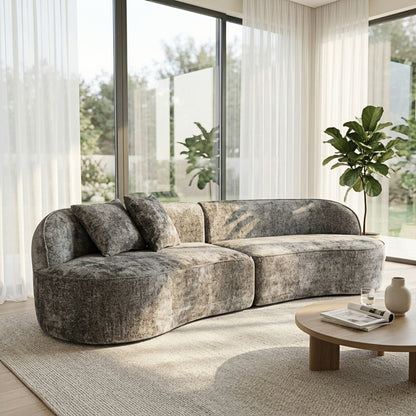 Modular Sectional High-Density Chenille Fabric Couches Curved Boneless Sofa Comprassed Sofa for Living Room Apartment,Dark Grey