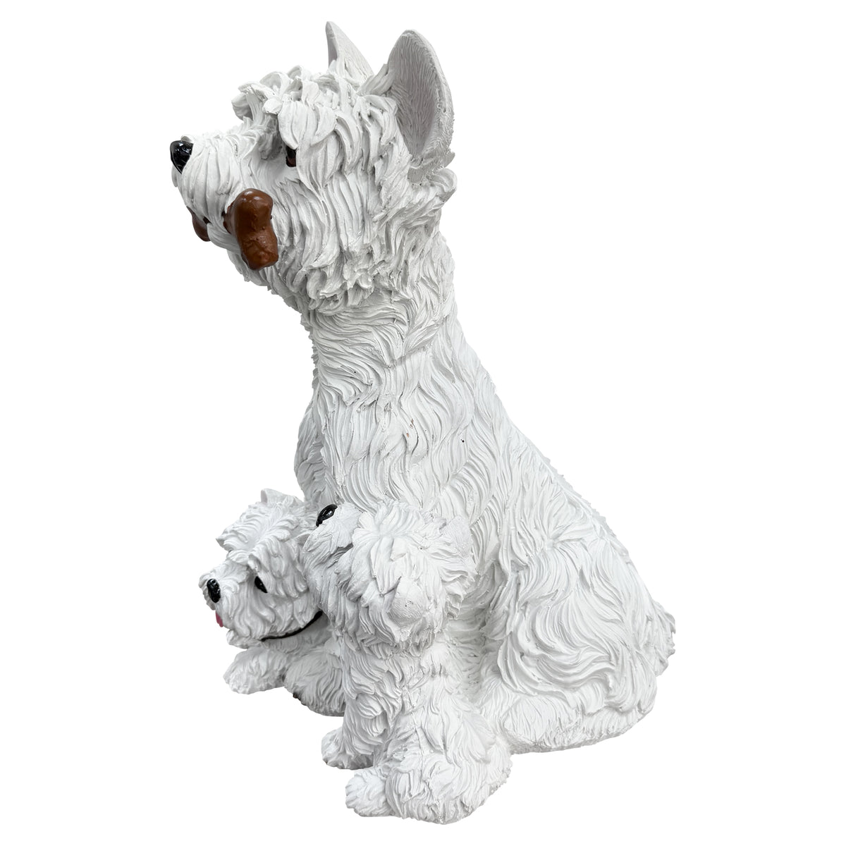 Set of 3 West Highland White Terrier Garden Statues, Resin Lifelike Westie Dog Figurines, Weather Resistant Outdoor Decor Sculpture for Backyard Lawn Patio