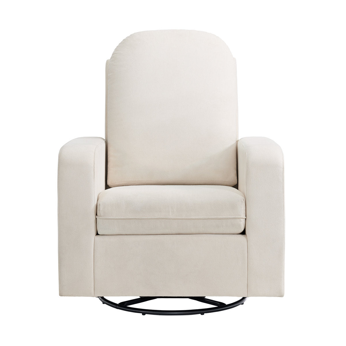 Glider Swivel Chair White Box Seat Cushion Solid Rubberwood Transitional Style Living Room 1pc