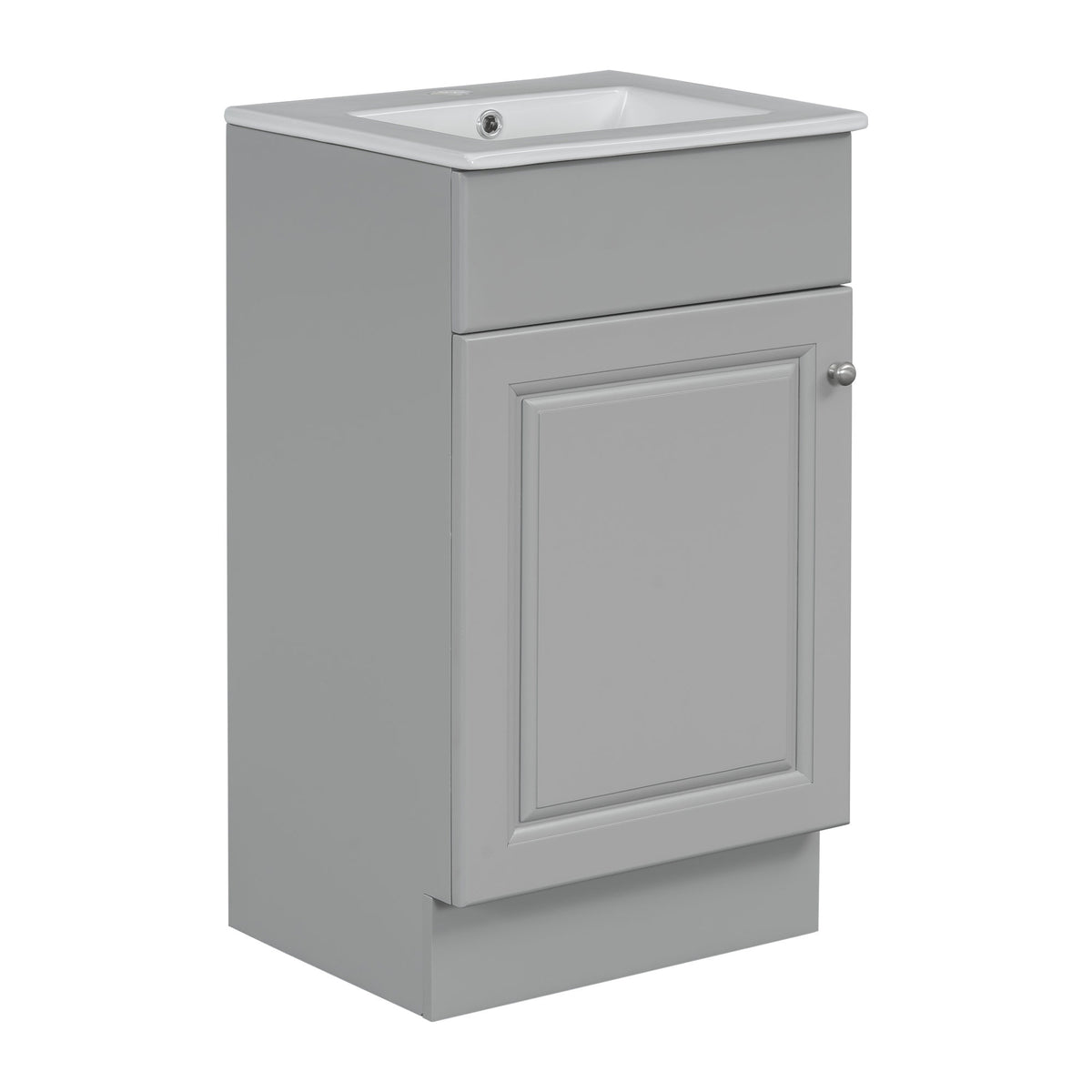 [Video] 18" Bathroom Vanity with Sink, Vanity Cabinet with Door Shelf and Adjustable Shelf, Grey