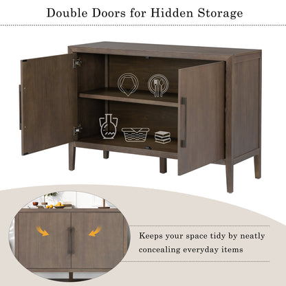 U_STYLE 47.25-Inch Farmhouse Sideboard with Pine Veneer and 2 Doors, Retro Buffet with Adjustable Feet – Model N711P410389D