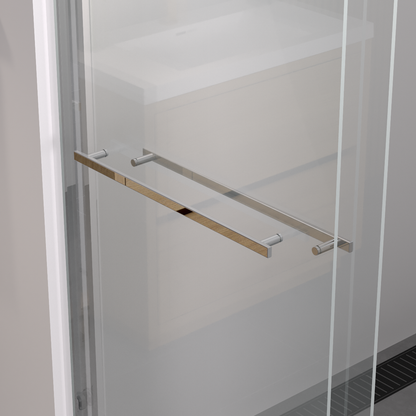56-60'x74" Aluminum Frame Double Sliding Shower Door, Bypass Bathroom Sliding Door with Premium 1/4" Clear Tempered Glass – Model W2011P330163