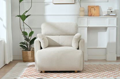 Oversized Chair w/Storage Ottoman, Wide Accent Armchair Chair for Living Room, Modern Lounge Chair, Upholstered Mid-Century Reading Chair, Comfy Living Room Chair, Deep Seat Sofa Couch(Beige Gray)
