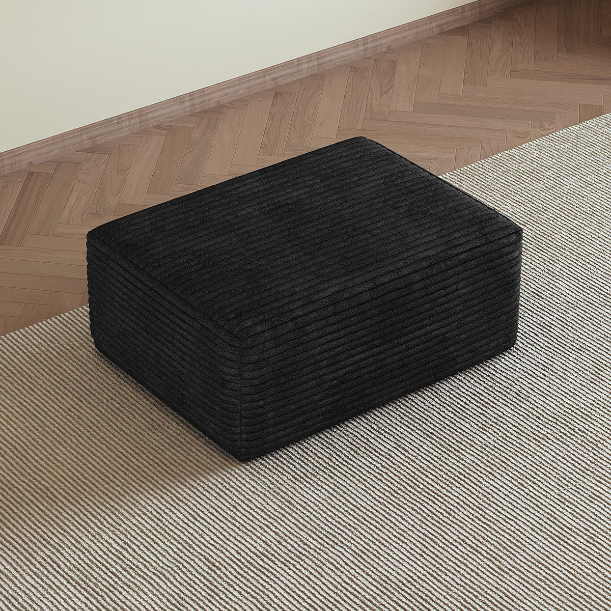 Sofa ottoman ,No Assembly Required,Black(Plush Corduroy Fabric)