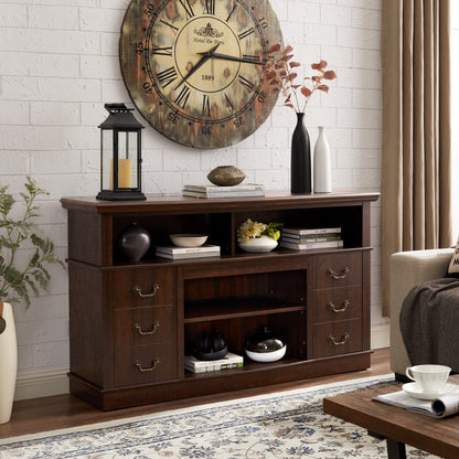 Retro TV Stand with Storage for TVs up to 65'', Mid Century Modern TV Stand & Entertainment Center with Shelf, TV Stand for Media