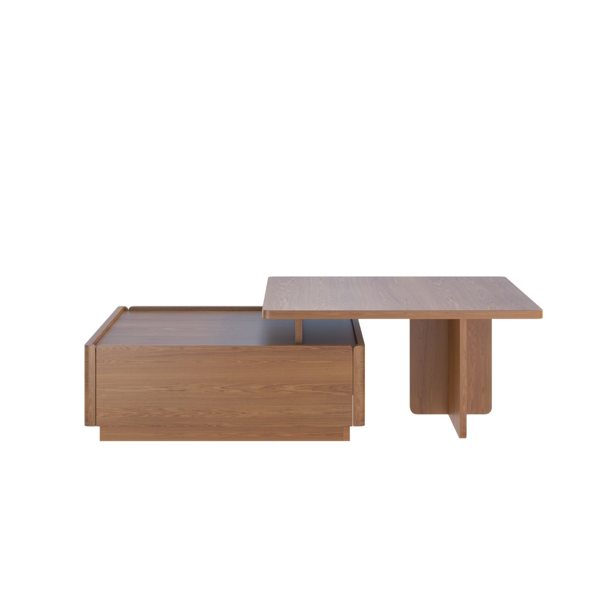 Luxury Walnut Wood Square Coffee Table with Large Hidden Storage, Expandable Tabletop Center Table for Living Room, Modern Accent Table with Drawers (59" Walnut Coffee Table)