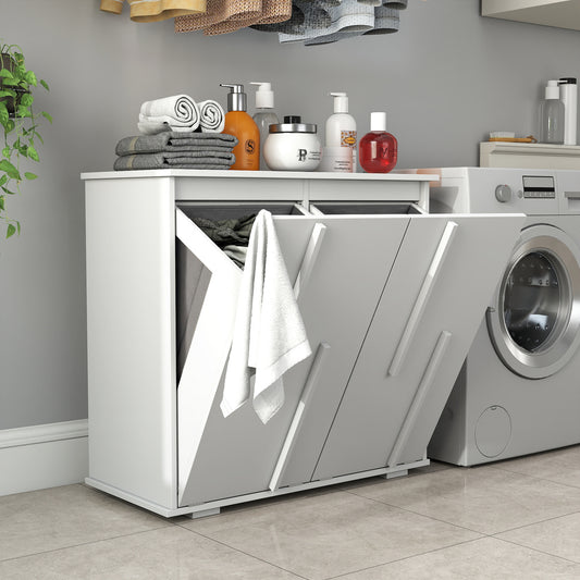 Laundry Cabinet ,with 2 Removable Liner Bags&Fluted doors