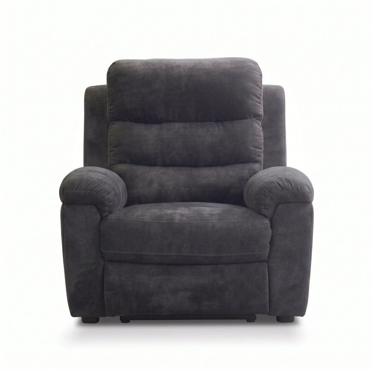 35 Inch Single Manual Recliner Chair, Dark Gray Textured Fabric Reclining Sofa Chair with 150° Deep Recline, Extended Footrest, High Density Foam, Ergonomic Lounge Chair for Living Room Bedroom