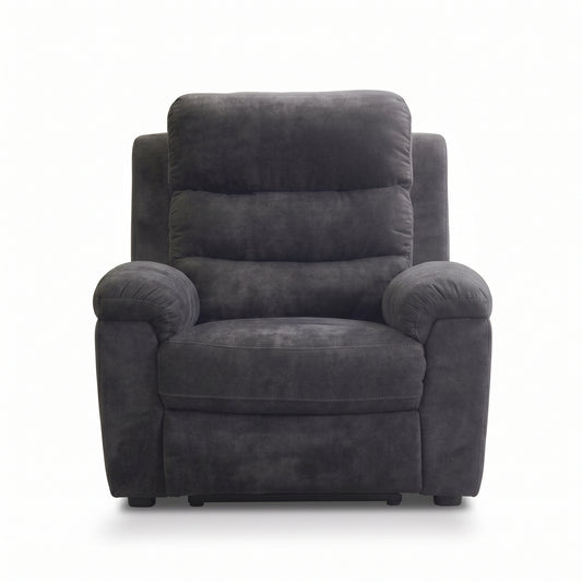 35 Inch Single Manual Recliner Chair, Dark Gray Textured Fabric Reclining Sofa Chair with 150° Deep Recline, Extended Footrest, High Density Foam, Ergonomic Lounge Chair for Living Room Bedroom