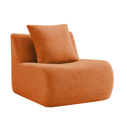 Armless Sofa W/Pillow Teddy Fabric-Orange