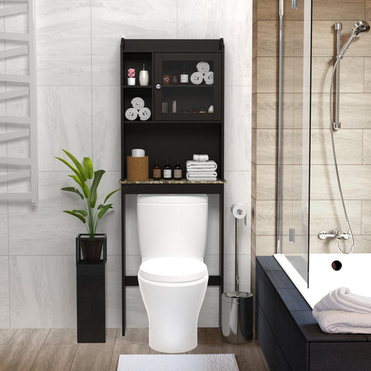 Modern Over The Toilet Space Saver Organization Wood Storage Cabinet, Bathroom - Espresso