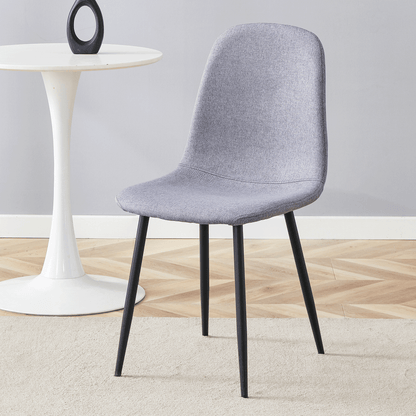 Luxury Simple Chair - Set of 4 Light Gray Linen-Cotton Material High Resilience Dining Chair with Metal Black Leg.Integral metal leg architecture,Suitable for various interior decoration styles.