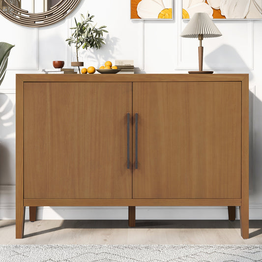 U_STYLE 47.25-Inch Farmhouse Sideboard with Pine Veneer and 2 Doors, Retro Buffet with Adjustable Feet – Model N711P410389O