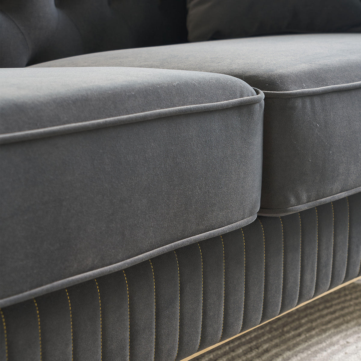 Chesterfield Modern Tufted Velvet Living Room Sofa, 84.25''W Couch,Dark Grey