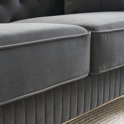 Chesterfield Modern Tufted Velvet Living Room Sofa, 84.25''W Couch,Dark Grey