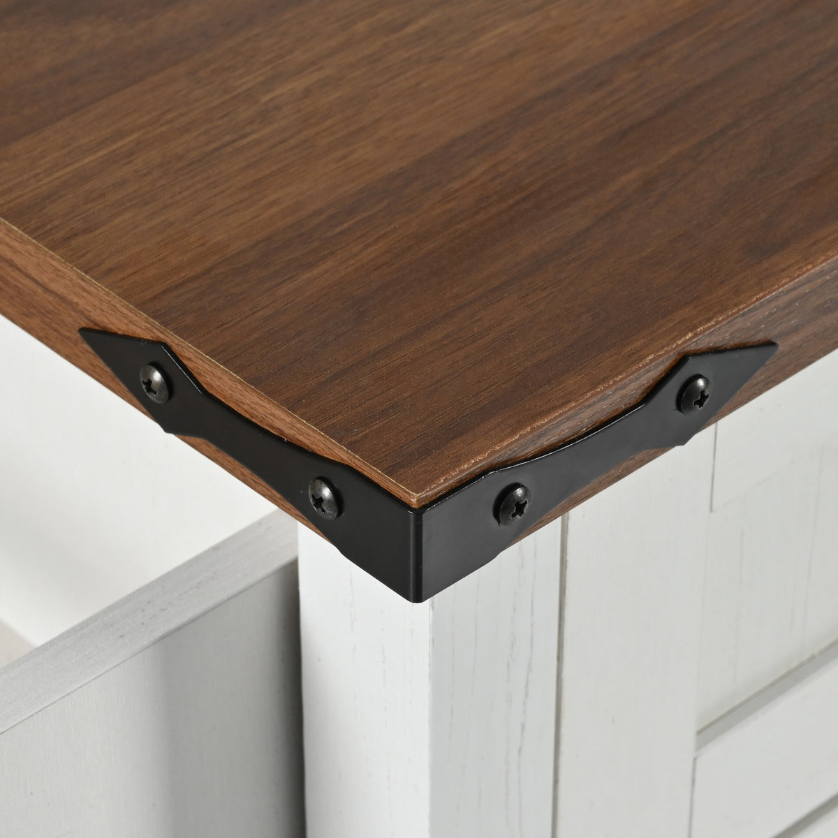 K&K 53.5''Farmhouse Kitchen Island with Power Outlet, Kitchen Storage Island with Drop Leaf, Spice Rack and Drawer
