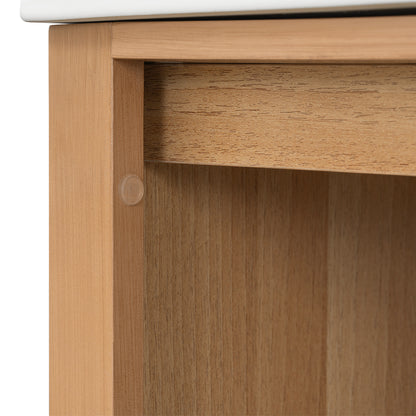 [Video] 36" Bathroom Vanity with Ceramic Sink, Bathroom Cabinet with Drawers, Solid Wood Legs, Soft-close Slides, Single Package, Natural