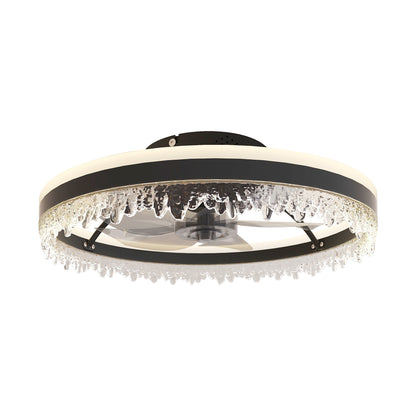 20-inch Black Smart Ceiling Fan Light with Silent Function, Multi-Speed Adjustment, Study Room