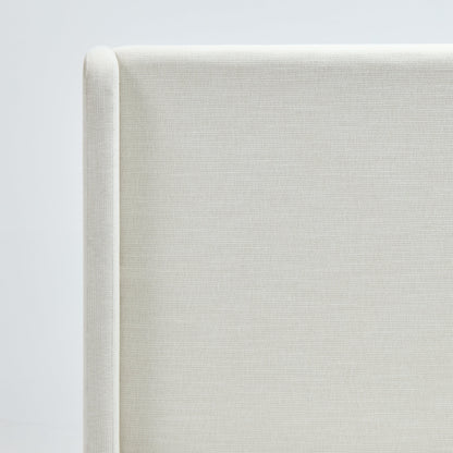 Carmen Upholstered Wingback Bed / Upholstered Platform Bed Frame / 54" High Headboard / Simplicity / Minimalist / No Box Spring Needed / Easy Assembly / Queen/ Textured Ivory Canvas / No Noise