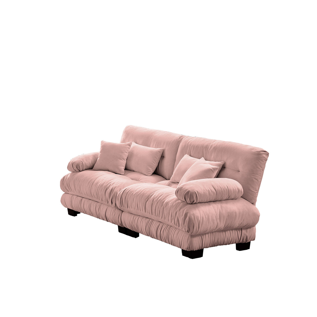 Cloud Couch 2 Seater Sofa, Chenille 2 - Seat sofa with 2 Lumbar pillows and 2 throw pillows, Chenille Pink