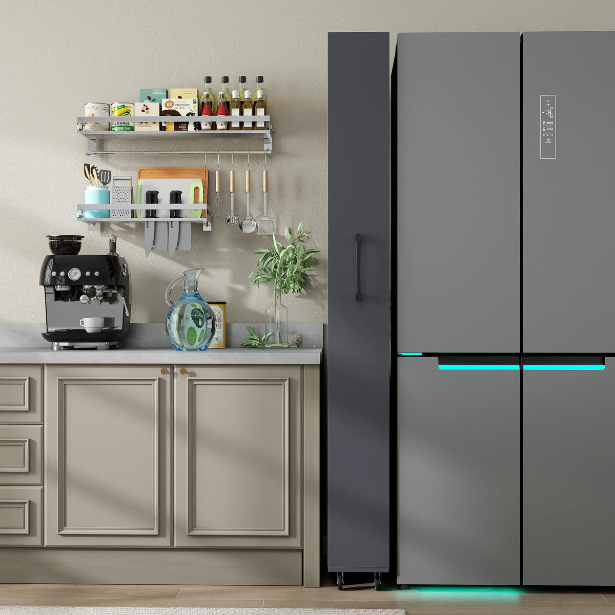 7 Tier multi-functional pull-out multi-tier storage Single-sided open shelf for Kitchen, Living Room & Narrow Spaces