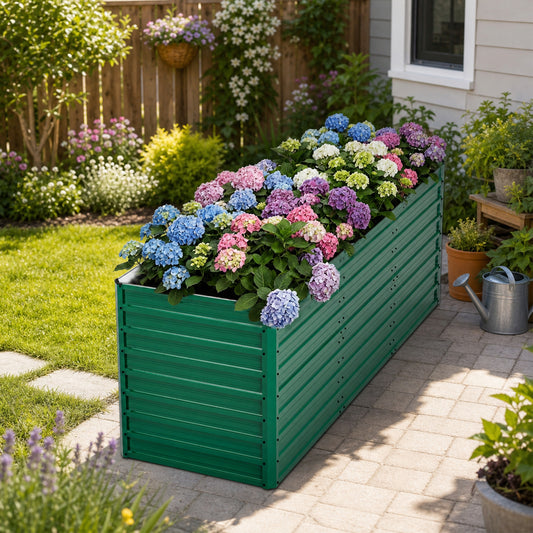 93.7' x 31.5' x 32.3' Raised Garden Bed Kit, 32' Ergonomic Height No Bending Metal Planter Box, Open-Ended Base for Drainage, 8 Reinforcing Rods, Rustproof Steel – Easy Assembly