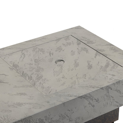 Rectangle Propane Fire Pit Table, Modern 2‑in‑1 Outdoor Firepit Table with 3‑Level Adjustable Height for Patio Backyard Gathering