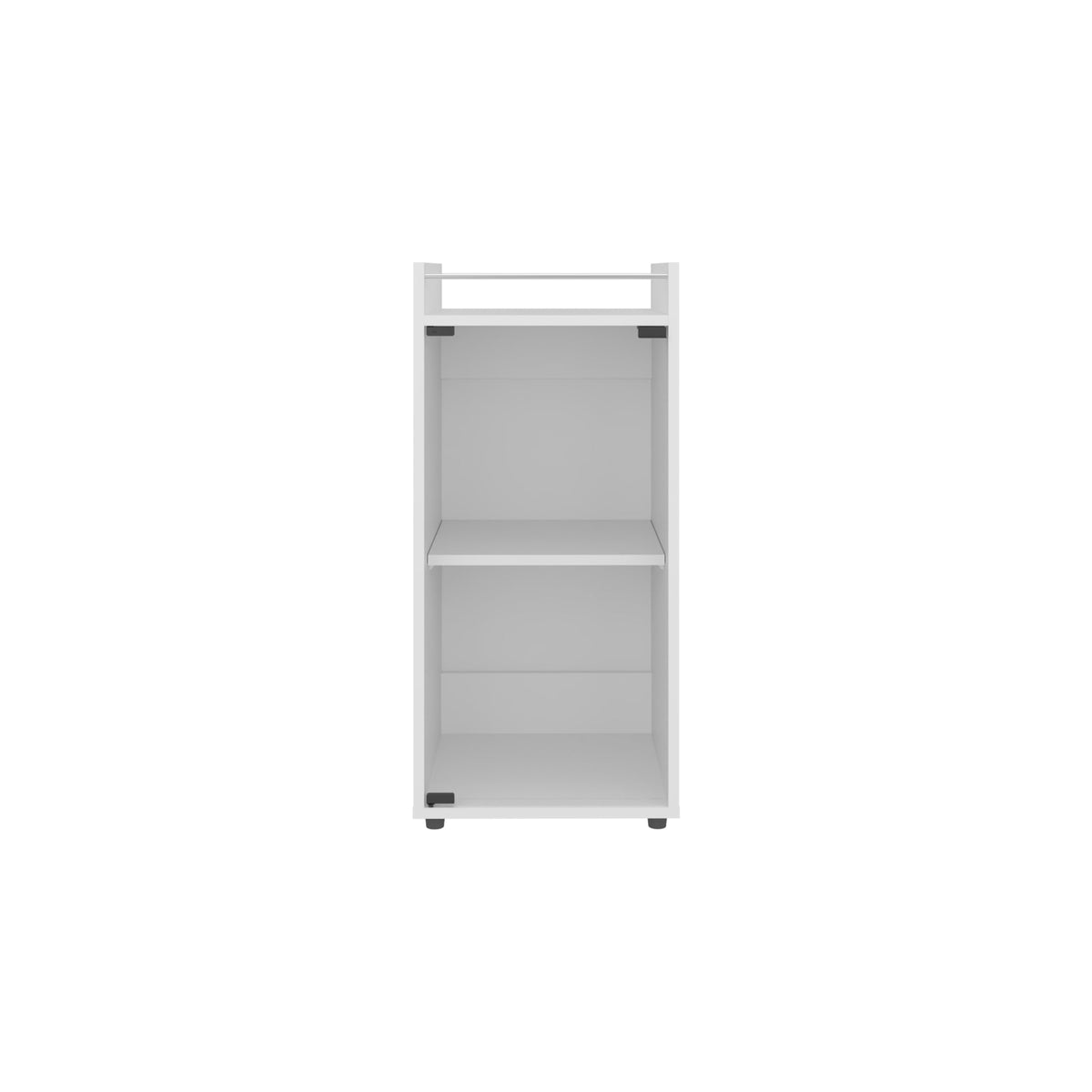 Theba Minibar Cabinet Two Doors, Open Shelf And Compact Design, Modern Bar Storage, White