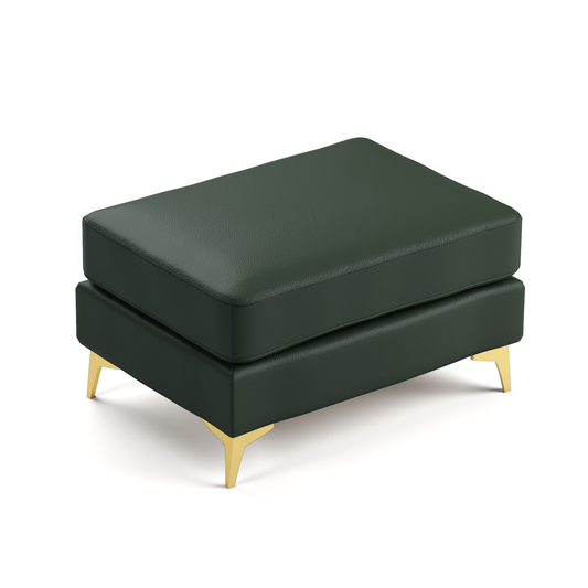 Light Luxury Modular Chesterfield Ottoman, Faux Leather Stool with Handmade Button Tufted , Thin Metal Legs for Living Room, Apartment, Green
