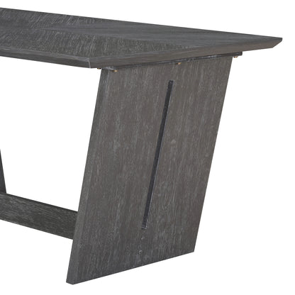 TREXM 6-Piece Retro Dining Table Set for 6, 60" Wood Kitchen Table and Chairs Set of 4 with Bench Designed Trestle Base - Gray – 102.3 Lbs