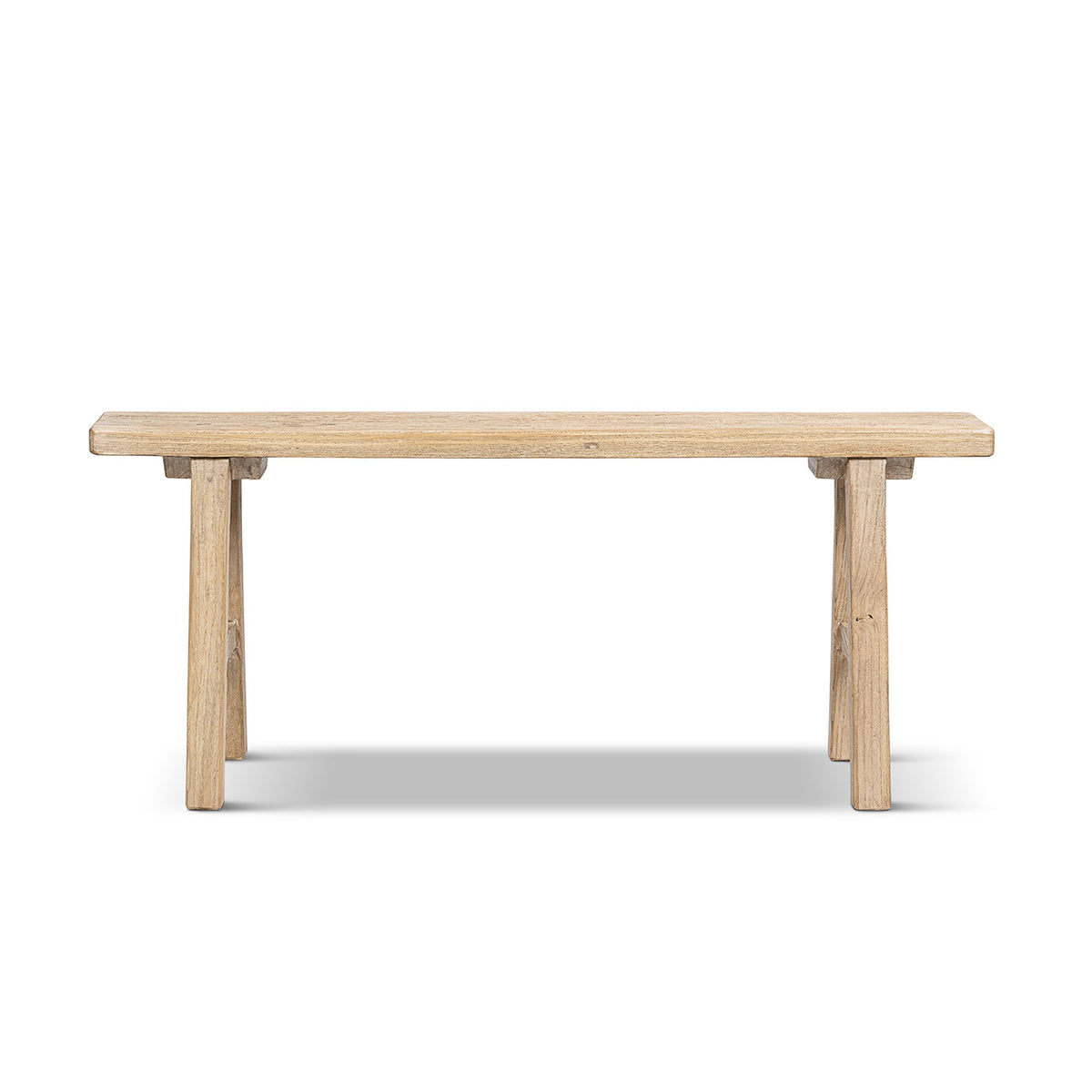 Linden 47" Solid Reclaimed Elm Wood Bench, Light Natural Brown