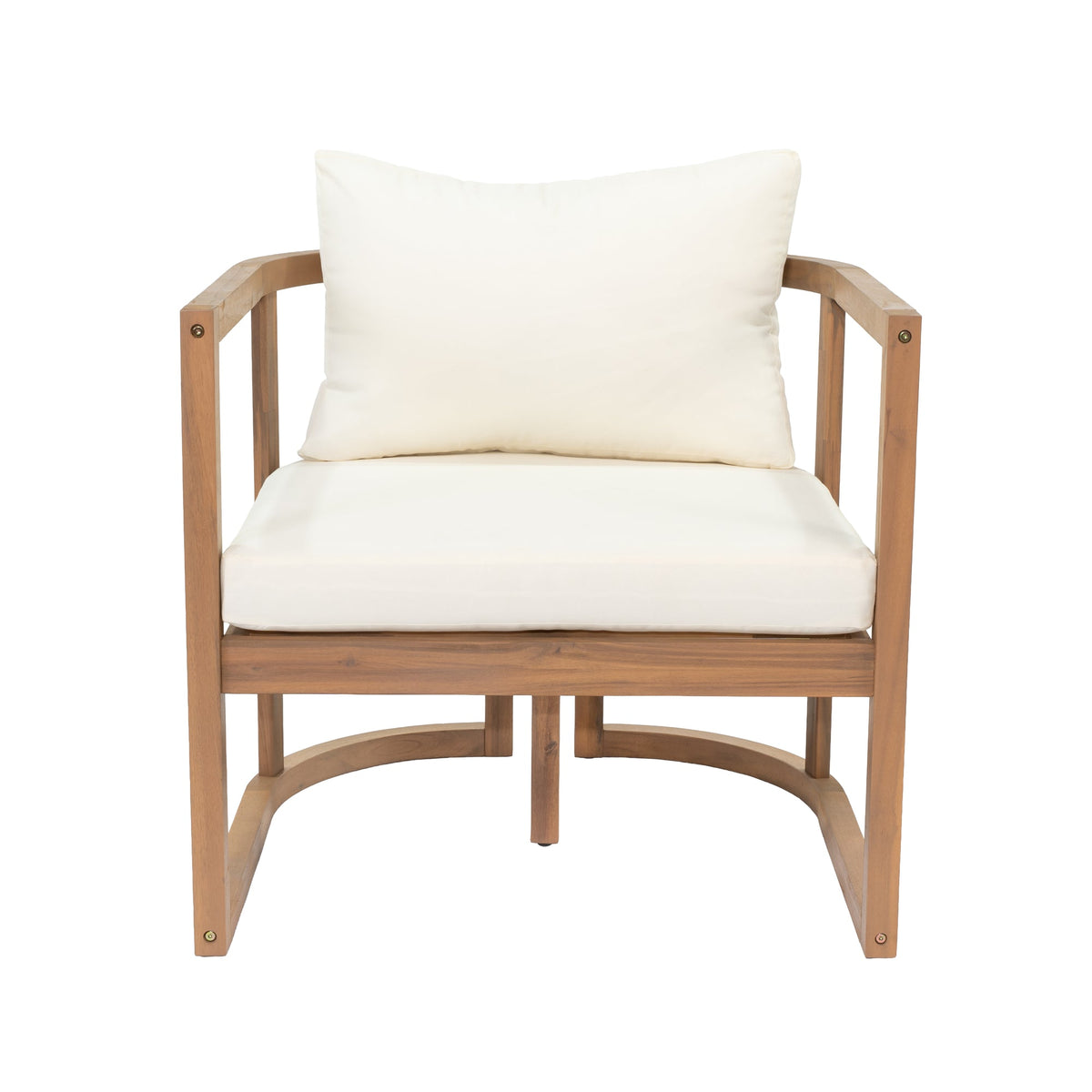 TOPMAX 4-Piece Modern Acacia Wood Sofa Set, Free Combination with a 3-Seater Sofa, 2 Armchairs and a Coffee Table, 4.7" Thick Seat Cushions,  Indoor&Outdoor Use, Light Teak+Beige Cushion