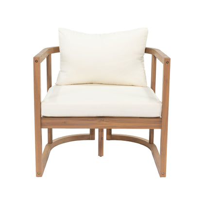 TOPMAX 4-Piece Modern Acacia Wood Sofa Set, Free Combination with a 3-Seater Sofa, 2 Armchairs and a Coffee Table, 4.7" Thick Seat Cushions,  Indoor&Outdoor Use, Light Teak+Beige Cushion