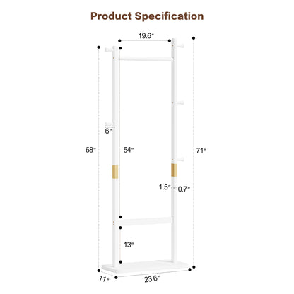 Coat Racks solid wood hanger 23.6* 11*71 in Solid environmental protection easy to assemble beautiful can be placed in the - white