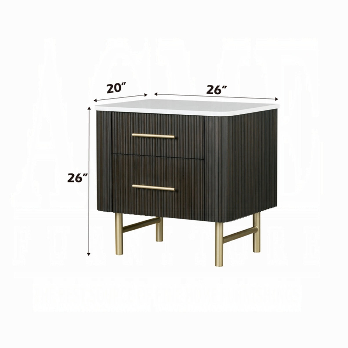 Clayten Espresso Nightstand w/Engineering Natural Marble Top